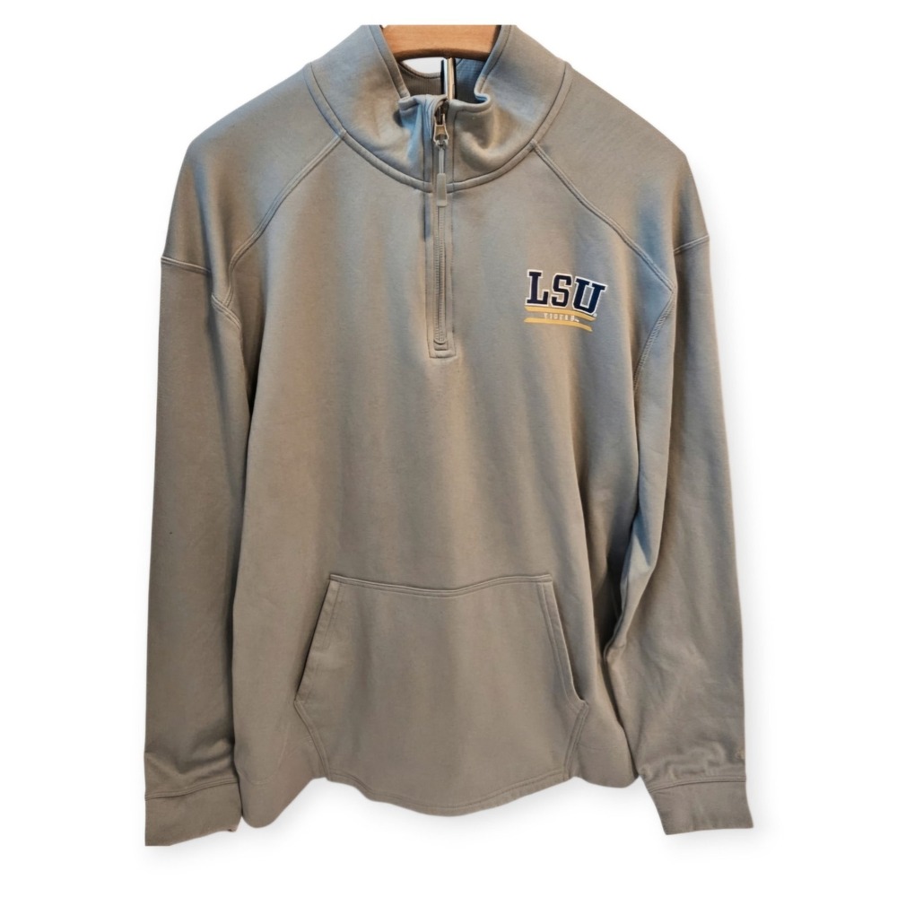 Champion Men's Grey Quarter-Zip LSU Tigers Jacket Size XL